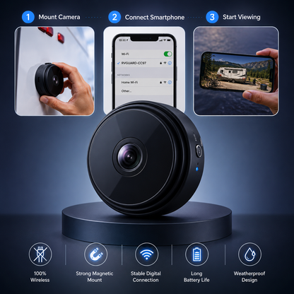 Rechargeable Rear-View Camera with Infrared Vision & Alert System for RVs, Campers & Trucks