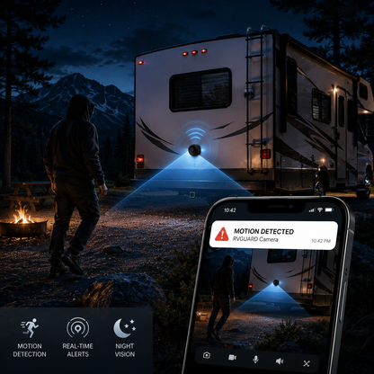 Rechargeable Rear-View Camera with Infrared Vision & Alert System for RVs, Campers & Trucks