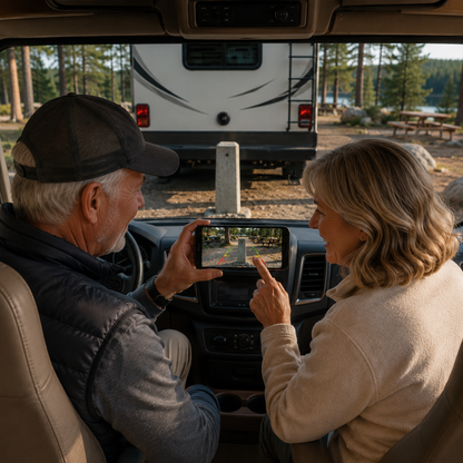 Rechargeable Rear-View Camera with Infrared Vision & Alert System for RVs, Campers & Trucks