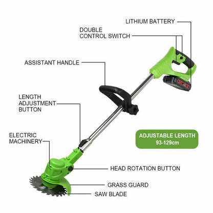 Electric Weed Eater, Electric Weed Wacker, Lawn Edger, Battery Powered Grass Cutter, Telescopic Battery Weed Trimmer