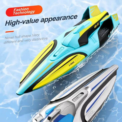 Remote Control Speed Boat 22 MPH Twin Motor Racing RC Boat with LED Lights 2.4GHz 328ft Range Waterproof High Speed RC Boat for Lakes
