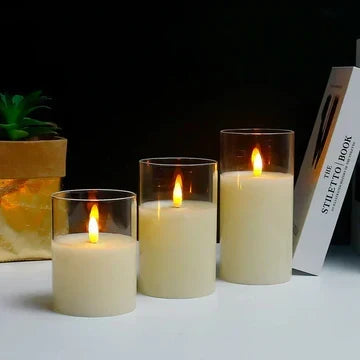 Flameless LED Candles with Flickering Light Effect, Remote Control Battery Operated Pillar Candles for Home Decor, Living Room, Bedroom