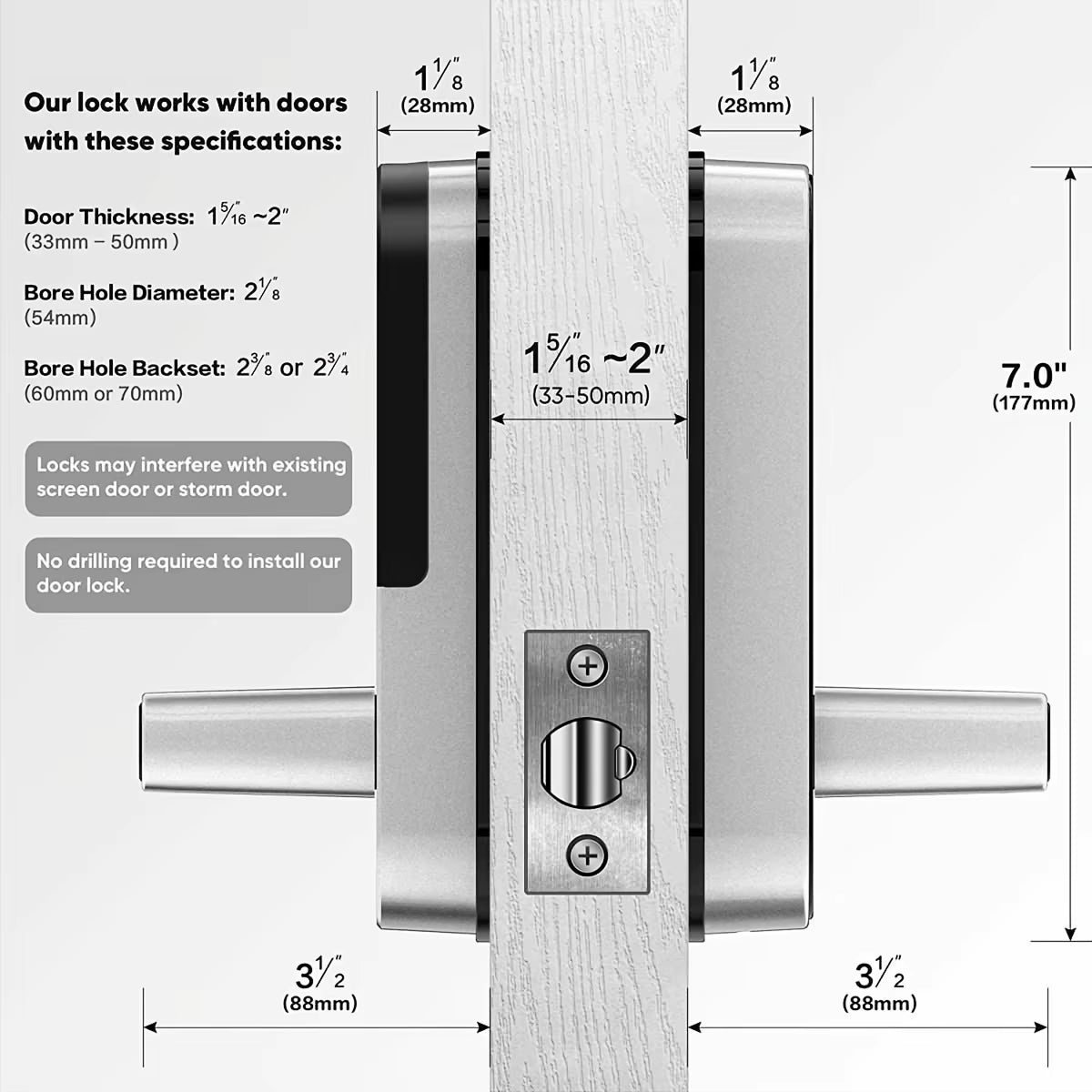 Biometric Door Lock with Fingerprint Scanner & App Control – 5 Entry Methods, 200 User Capacity