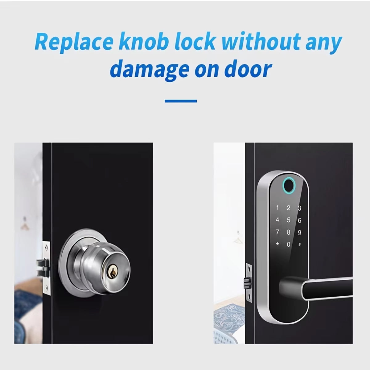 Biometric Door Lock with Fingerprint Scanner & App Control – 5 Entry Methods, 200 User Capacity