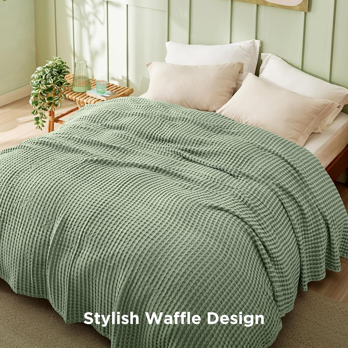 Cotton Throw Blanket Cooling, Bamboo Cooling Blanket for Hot Sleepers, Lightweight Queen Size Blanket for Summer