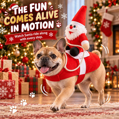 Ortekor Santa Rider Pet Christmas Costume for Holiday Photos & Parties - Funny 3D Dog & Cat Outfit with Easy Velcro Fit