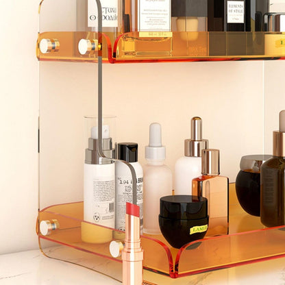 Acrylic Dual-Tier Vanity Organizer Purple 12.6 in Wide Bathroom Countertop Storage Rack for Makeup Skincare Toiletries