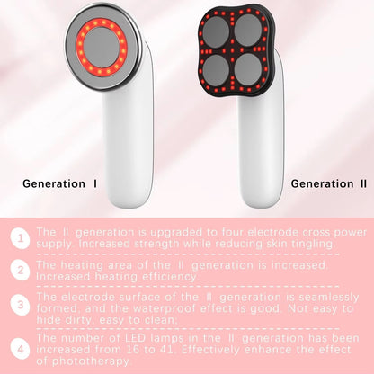 Cordless Body Contouring Device with EMS RF Red Light Heat Therapy 40 Intensity Levels Rechargeable Handheld Massager for Smooth Firm Skin
