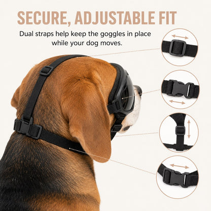 Ortekor Outdoor Dog Goggles for Hiking, Beach & Windy Rides - Smoke Lens Coverage for Dust, Sand & Debris