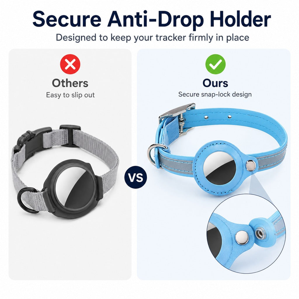 Ortekor AirTag-Compatible Reflective Pet Tracking Collar for Cats & Small Dogs - Secure Holder for Outdoor Adventures & Night Visibility