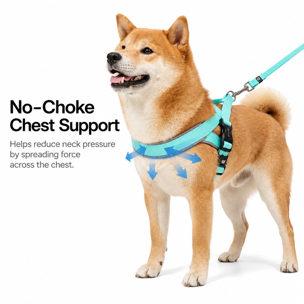 Ortekor Quick-Fit Lightweight Dog Harness & Leash Set for Daily Walks - No-Choke Step-In Comfort with Secure Buckle & Back Control Handle