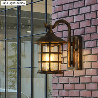 Farmhouse Outdoor Wall Sconce with Textured Glass Shade for Porch Patio Entryway - Lantern Design Exterior Light Fixture Hardwired