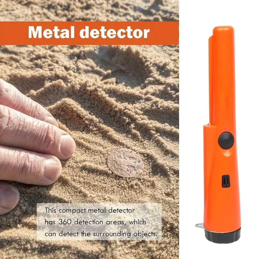 Handheld Metal Detector Pinpointer – IP66 Waterproof 360° Scan Treasure Finder with Dual Audio & Vibration Alert for Coin Hunting Relic