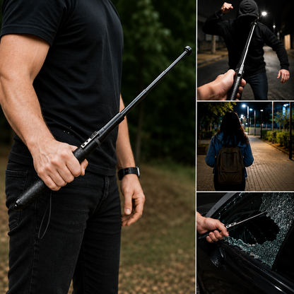 Hiking Poles for Men, Telescopic Trekking Pole with Quick Deploy Mechanism, Adjustable Walking Stick for Self Defense