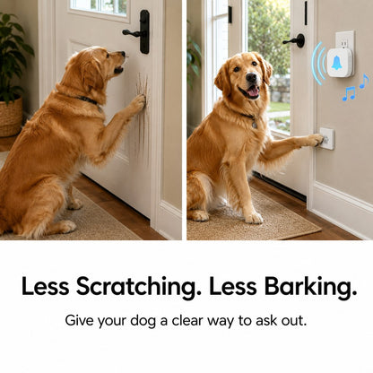 Ortekor Wireless Dog Doorbell for Potty Training - Self-Powered Paw Button & Plug-In Chime to Help Dogs Ask to Go Outside