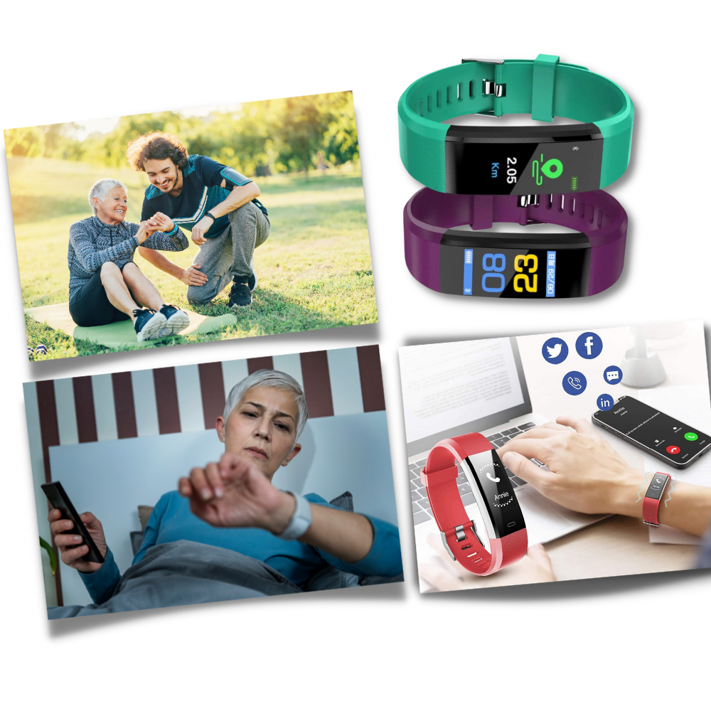 Health Monitoring Smartwatch for Seniors with Heart Rate & Blood Pressure Tracker