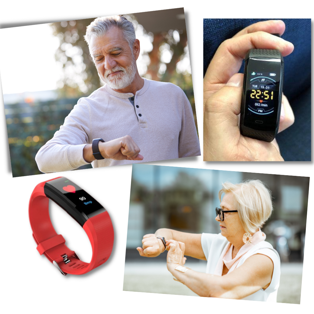 Health Monitoring Smartwatch for Seniors with Heart Rate & Blood Pressure Tracker