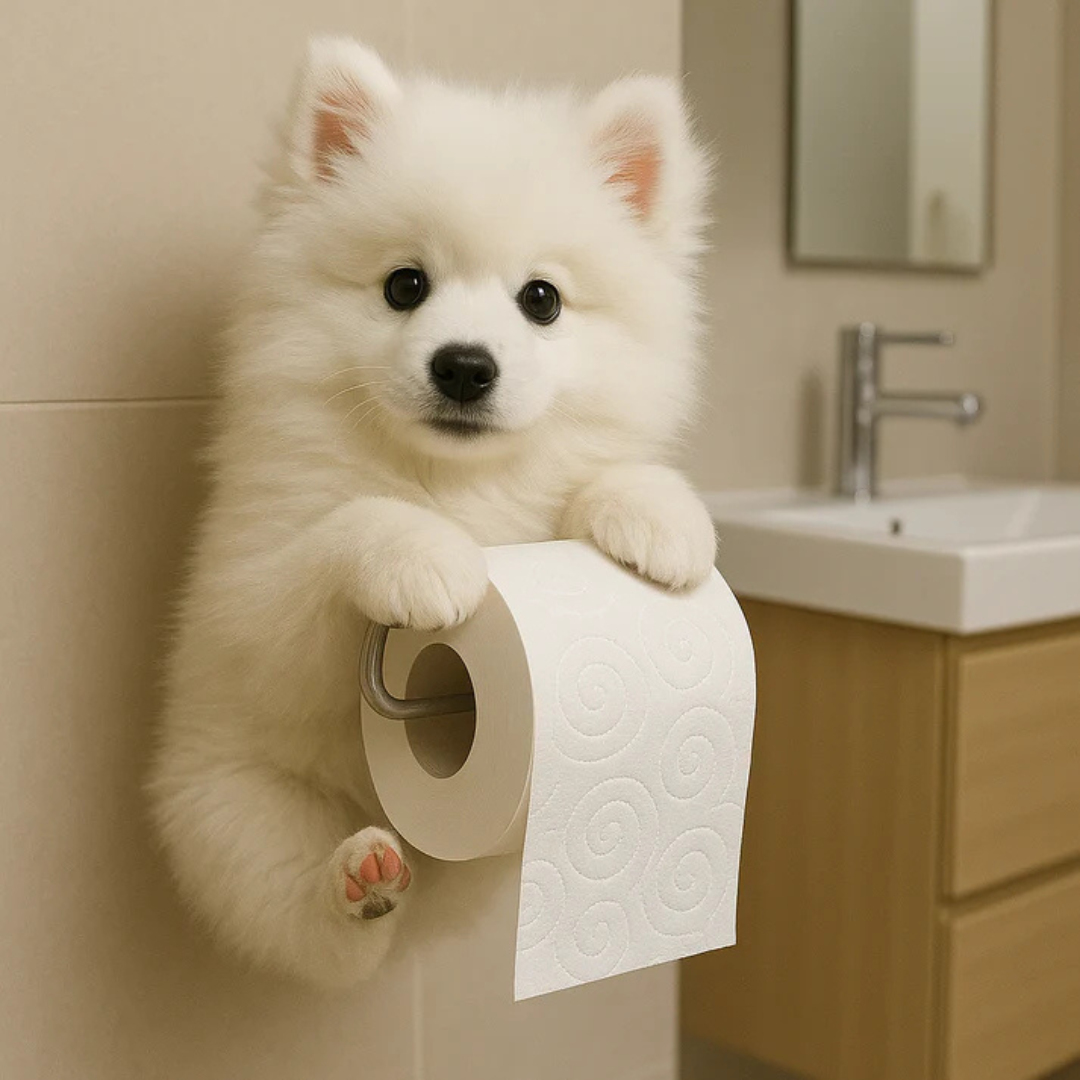 Dog Toilet Paper Holder Wall Mount – Playful Puppy Tissue Dispenser for Bathroom Décor, Fun Resin Design for Kids & Adults