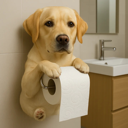 Dog Toilet Paper Holder Wall Mount – Playful Puppy Tissue Dispenser for Bathroom Décor, Fun Resin Design for Kids & Adults