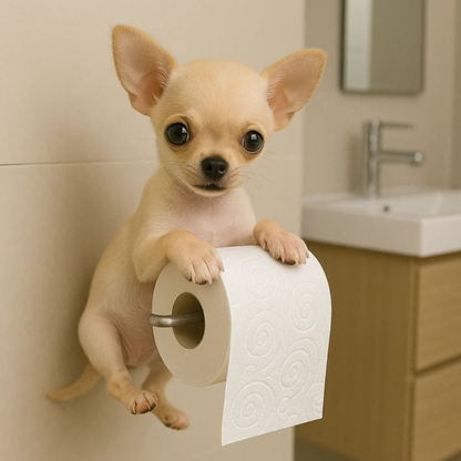 Dog Toilet Paper Holder Wall Mount – Playful Puppy Tissue Dispenser for Bathroom Décor, Fun Resin Design for Kids & Adults