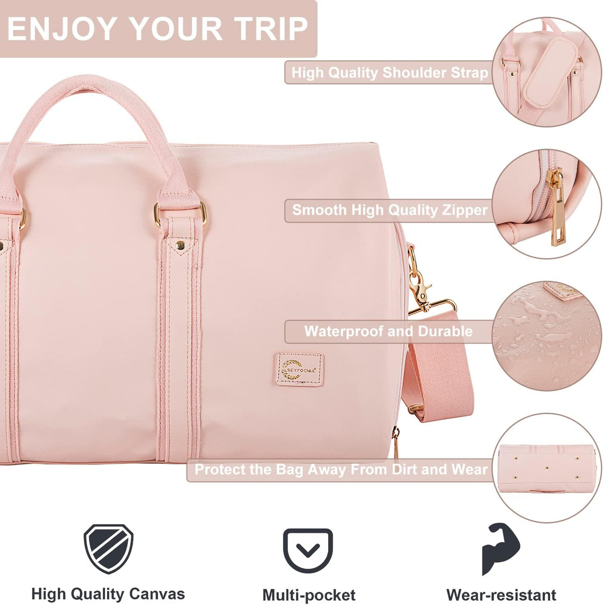 Hanging Suit Bag with Shoe Compartment – 2-in-1 Waterproof Travel Duffel for Business Trips and Weekends