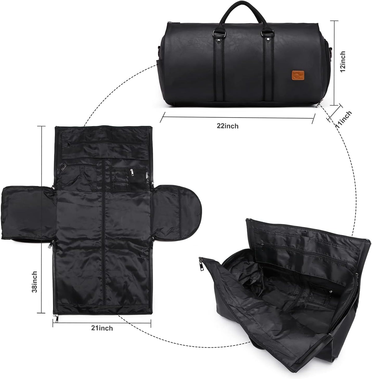 Hanging Suit Bag with Shoe Compartment – 2-in-1 Waterproof Travel Duffel for Business Trips and Weekends