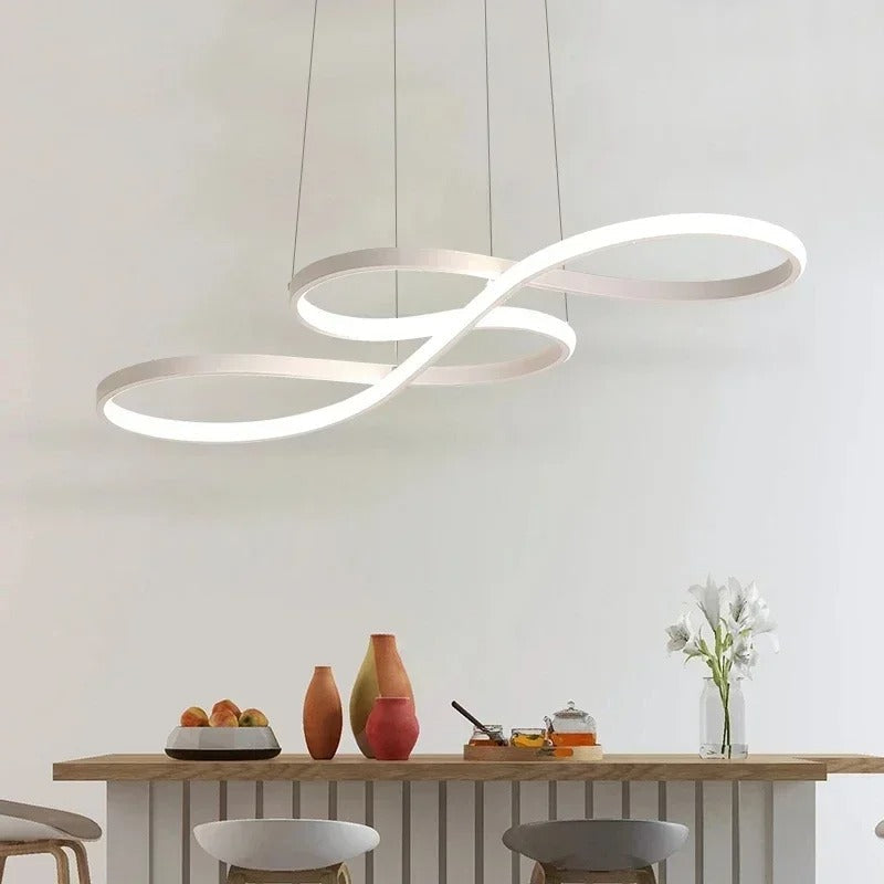 Circular Aluminum Ceiling Fixture Dimmable LED 30 in Ring Hanging Light for Dining Table Kitchen Island Modern Overhead Chandelier with Remo