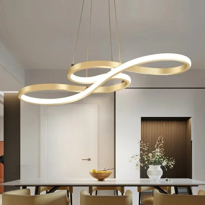 Circular Aluminum Ceiling Fixture Dimmable LED 30 in Ring Hanging Light for Dining Table Kitchen Island Modern Overhead Chandelier with Remo