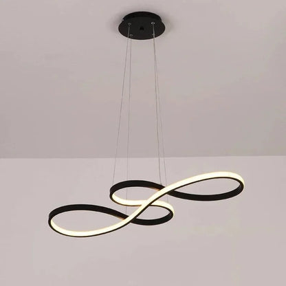 Modern Circle Hanging Fixture with Remote Dimming for Dining Room & Kitchen Island Adjustable Height 47 in Black White Gold Finish Contempor