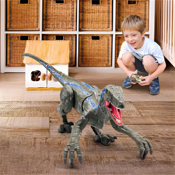 RC Prehistoric Predator Toy with Wireless Controller, 360° Spin, Sound Effects & LED Lights for Kids Ages 4+