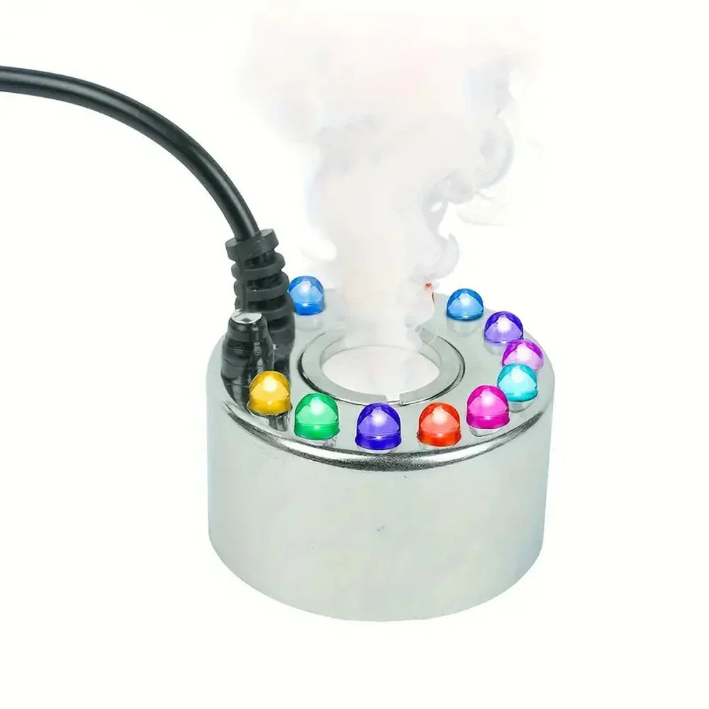 Ultrasonic Water Mist Maker with Auto Shut-Off Sensor for Fountains Ponds Aquariums Indoor Outdoor Humidifier LED Color Changing Lights Stai