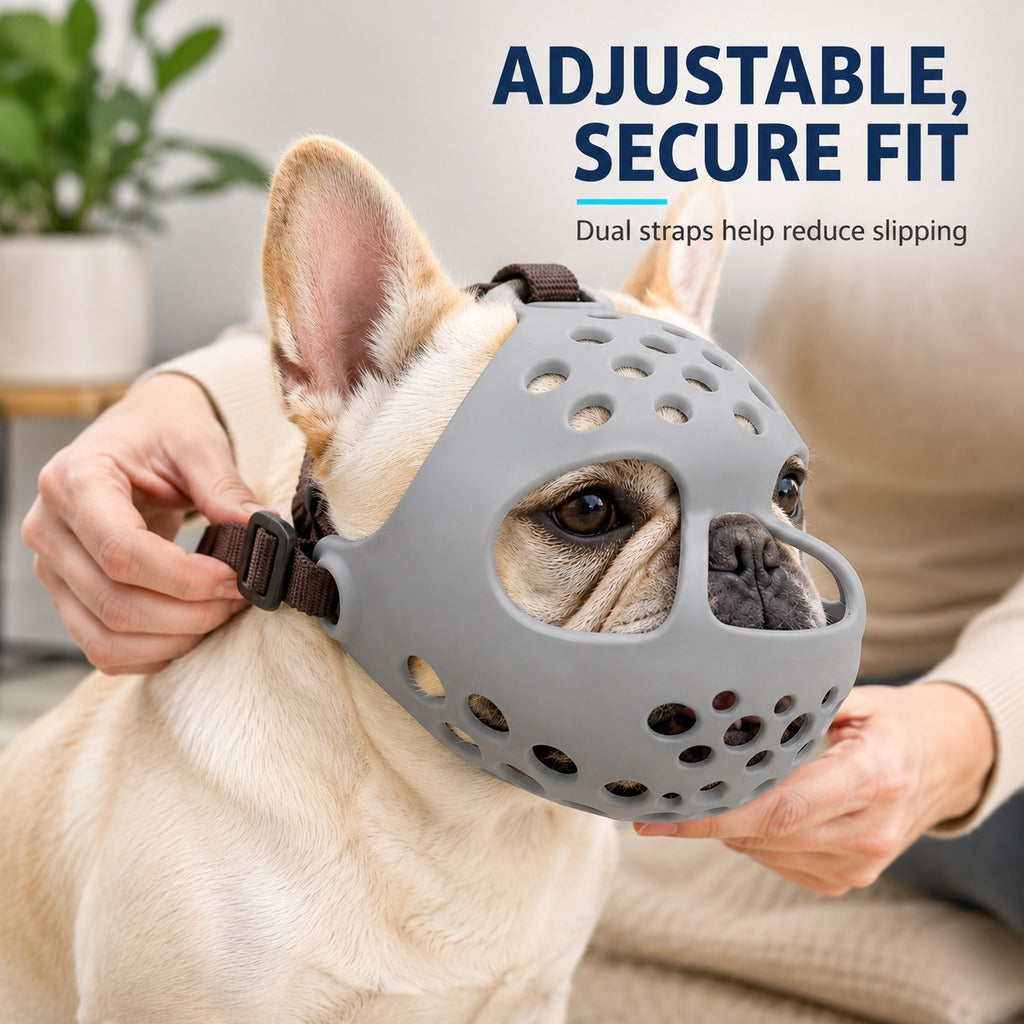 Ortekor Short-Snout Dog Muzzle for French Bulldogs - Breathable No-Bite & Anti-Scavenging Muzzle for Walks, Grooming and Daily Care
