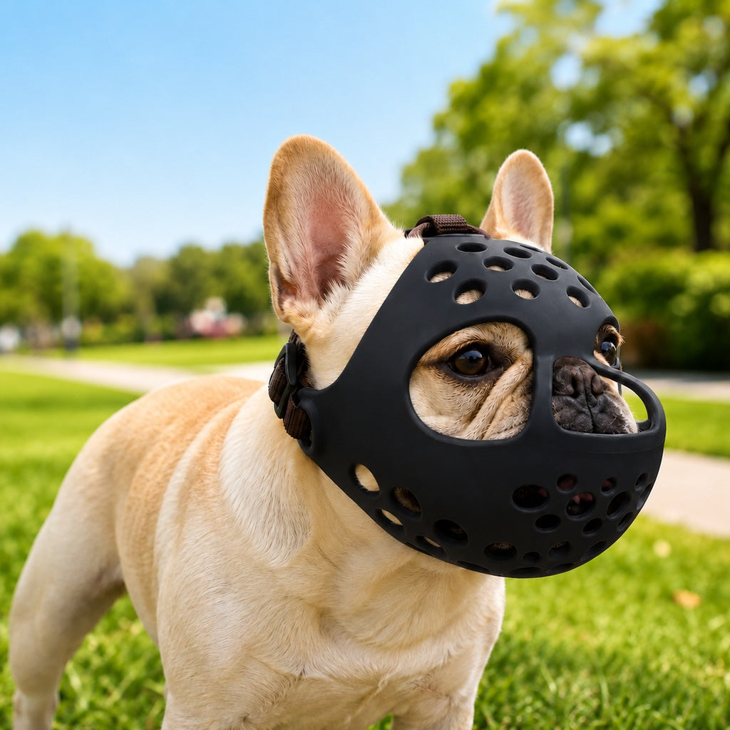 Ortekor Short-Snout Dog Muzzle for French Bulldogs - Breathable No-Bite & Anti-Scavenging Muzzle for Walks, Grooming and Daily Care