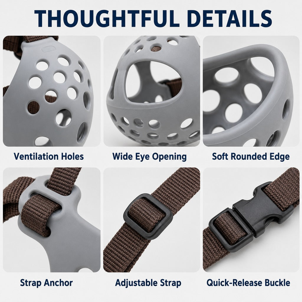 Ortekor Short-Snout Dog Muzzle for French Bulldogs - Breathable No-Bite & Anti-Scavenging Muzzle for Walks, Grooming and Daily Care