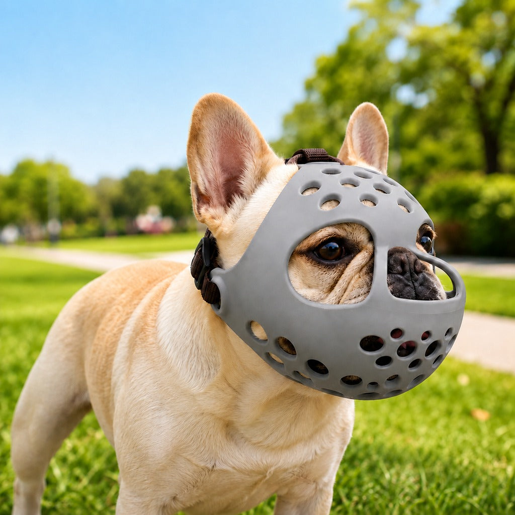 Ortekor Short-Snout Dog Muzzle for French Bulldogs - Breathable No-Bite & Anti-Scavenging Muzzle for Walks, Grooming and Daily Care