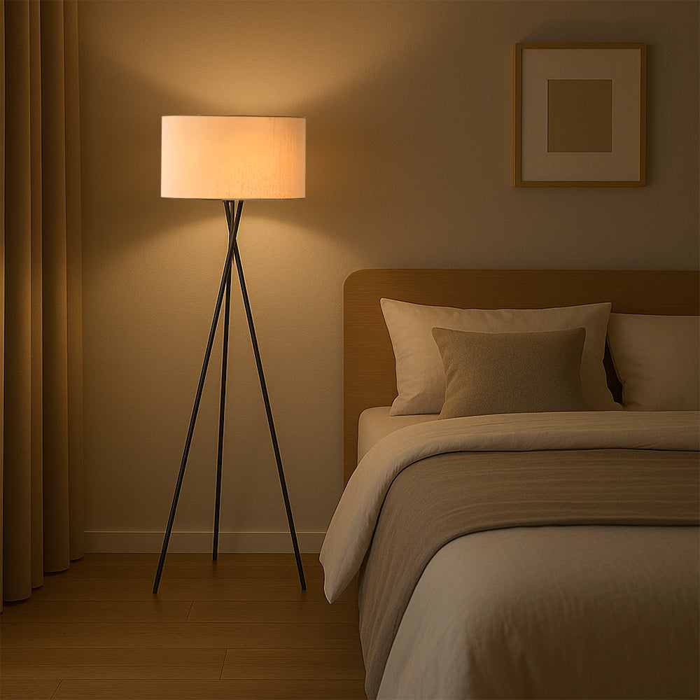 Silk Fabric Floor Lamp with Warm White LED – 63 in Modern Minimalist Standing Light for Living Room & Bedroom