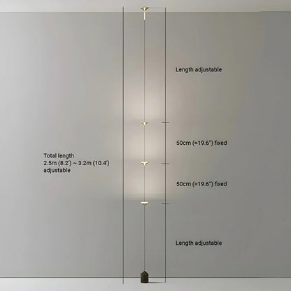 Tension Pole LED Lamp Adjustable 8-10 ft Height Ambient Lighting Bedroom Living Room Four-Point Vertical Light Fixture Space-Saving Modern I
