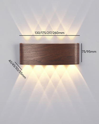 Aluminum Up-Down Sconce 10W 3000K Wood-Grain Indoor Outdoor Hallway Balcony Entryway Modern Bidirectional Ambient Accent Fixture IP65