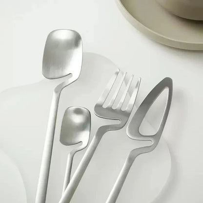 Dining Flatware Set 304 Stainless Steel Hollow Handle Fork Knife Spoon Service for 4 6 12 Modern Table Setting Silver Black Gold Rose Gold