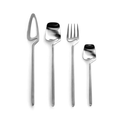 Dining Flatware Set 304 Stainless Steel Hollow Handle Fork Knife Spoon Service for 4 6 12 Modern Table Setting Silver Black Gold Rose Gold