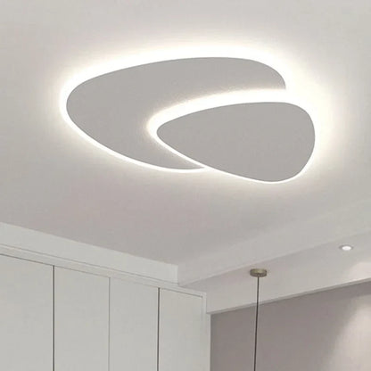 Sculptural LED Flush Mount Light Fixture 16-20 in Layered Acrylic White for Bedroom Hallway Contemporary Overhead Lighting Home Interior Dec