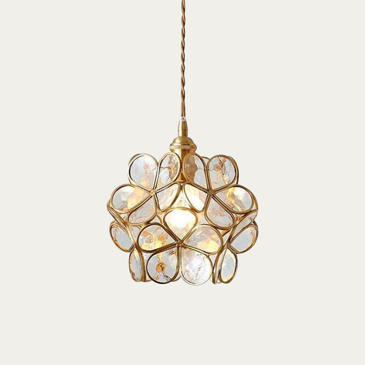 Sculptural Glass Petal Hanging Fixture E27 40W Single-Bulb Overhead Lamp for Dining Room Bedroom Entryway Ambient Decor Layered Glow
