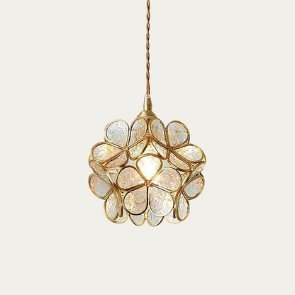 Sculptural Glass Petal Hanging Fixture E27 40W Single-Bulb Overhead Lamp for Dining Room Bedroom Entryway Ambient Decor Layered Glow