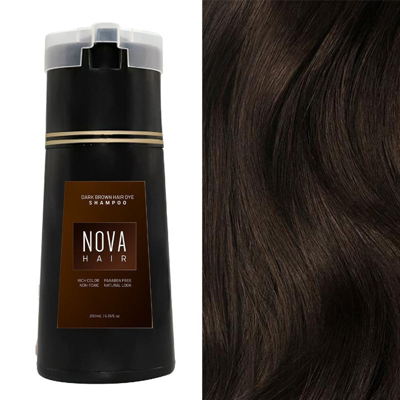 Hair Color Shampoo – Ammonia-Free Gray Coverage in 10 Minutes – Enriched with Fo-ti, Ginseng & Mushroom Extract for Healthy Shine