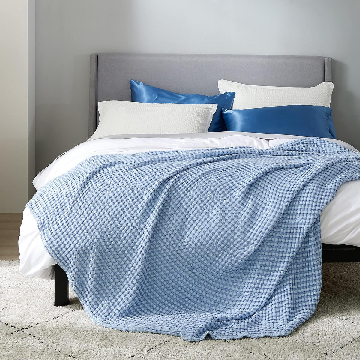 Cotton Throw Blanket Cooling, Bamboo Cooling Blanket for Hot Sleepers, Lightweight Queen Size Blanket for Summer