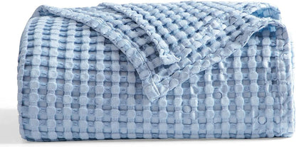 Cozy Haven | Cooling Waffle Queen Blanket with Lightweight Cotton & Bamboo | Soft Summer Throw for Hot Sleepers