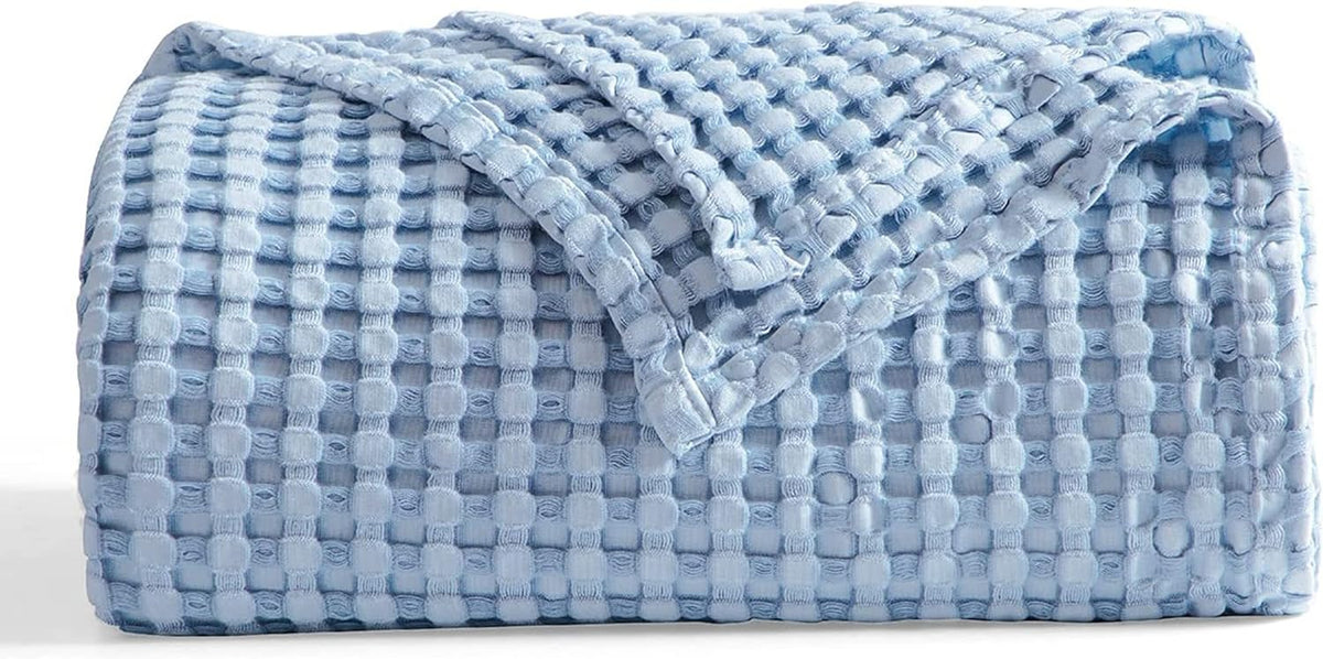 Cotton Throw Blanket Cooling, Bamboo Cooling Blanket for Hot Sleepers, Lightweight Queen Size Blanket for Summer