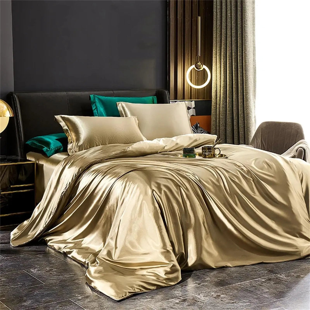 100% Mulberry Silk Sheet Set – Full Bed Ensemble with Duvet Cover, Fitted Sheet & Pillowcases for Cool, Luxurious Sleep