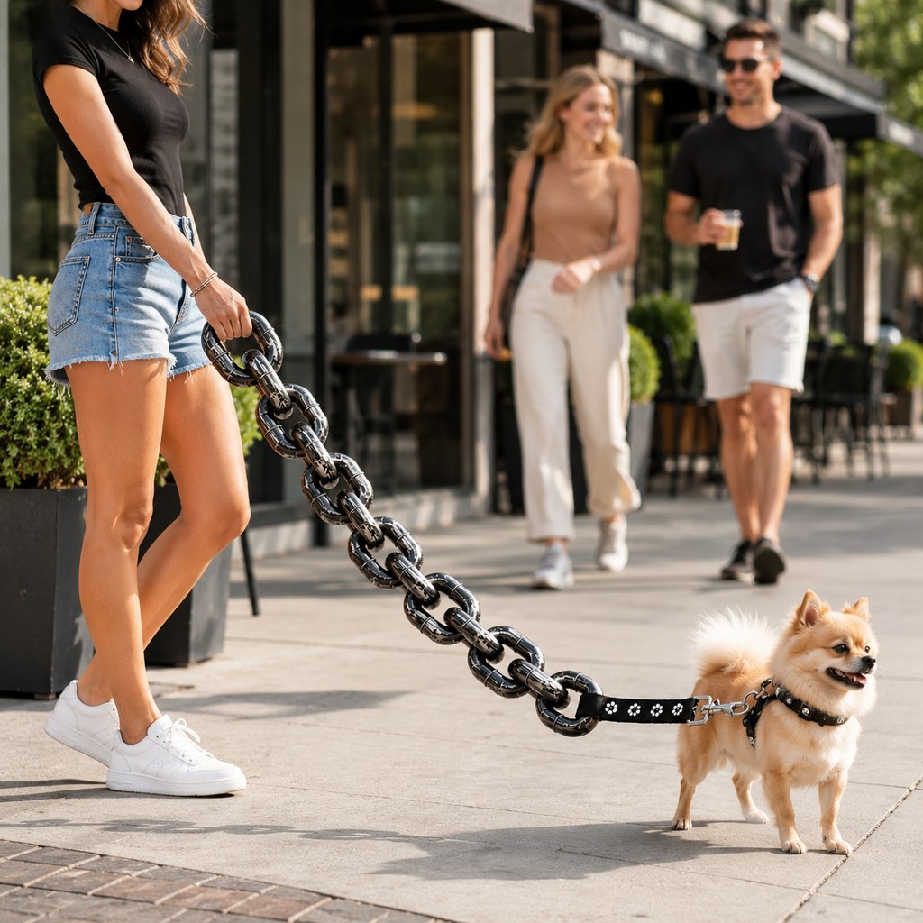 Ortekor Oversized Chain Dog Leash & Collar Set for Small Dogs - Make Everyday Walks Stand Out