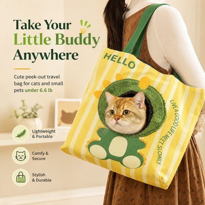 Ortekor Portable Small Pet Travel Tote Bag for Daily Outings - Lightweight Peek-Out Carrier for Cats & Puppies Under 6.6 lb